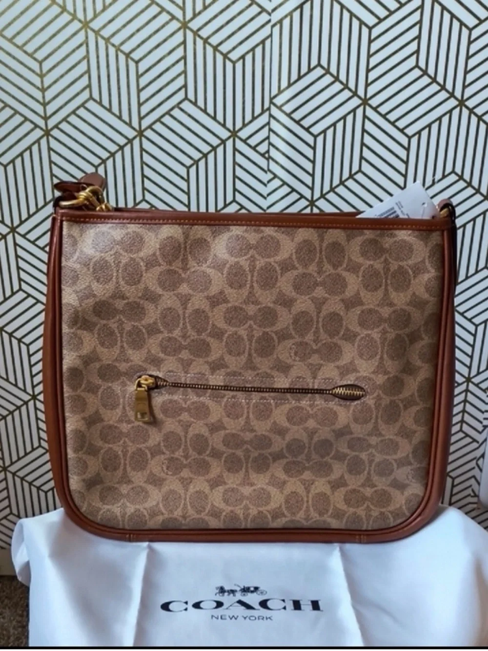 Coach Monogram Hobo Bag in Brown and Red